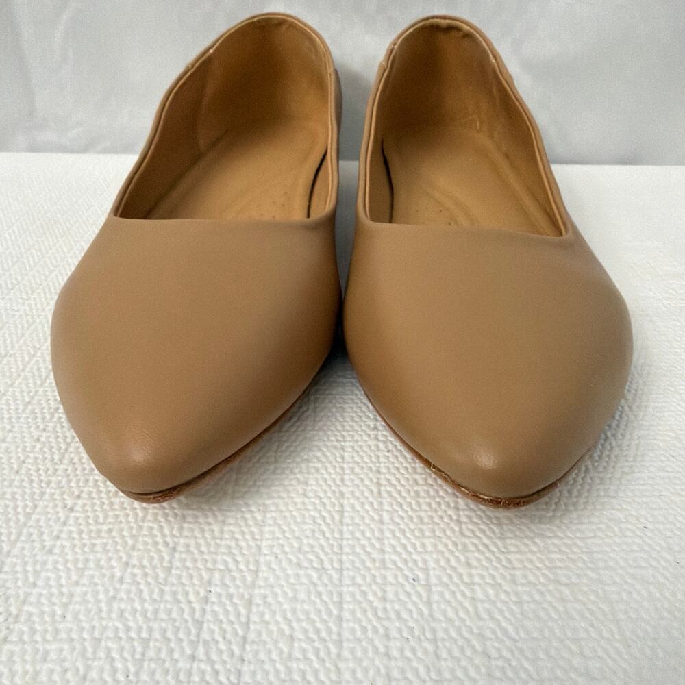 Nisolo Fina Pointed Toe Flat Shoes Womens Size 9.5 Almond Minimalist - Picture 2 of 10